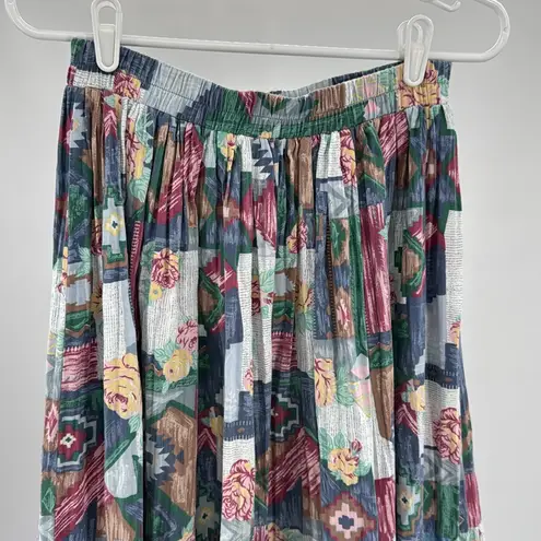 VTG River Ridge patchwork denim floral southwest maxi midi M cottage country Blue Size undefined