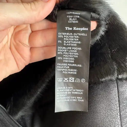 The Kooples Sport Womens Moto Jacket Sz Medium Black Faux Fur Lined Grunge Goth