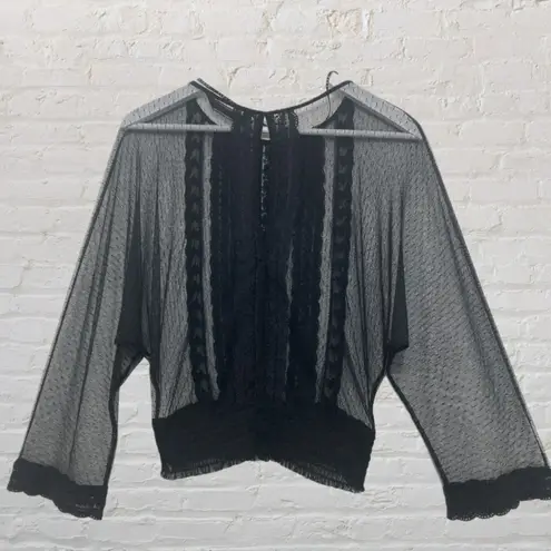 ZARA  Black Embroidered Lace Top XS