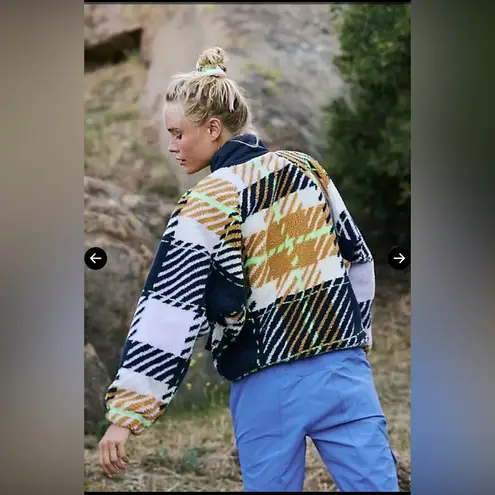 Free People  Hit The Slopes Printed Pullover - Grey Plaid Twilight Combo - Image 2