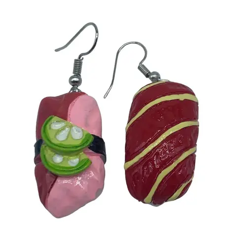 Unbranded NEW red,pink and white sushi earrings Pink
