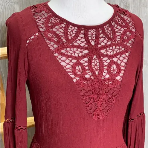 American Eagle  Maroon Burgundy Long Sleeve Lace XS