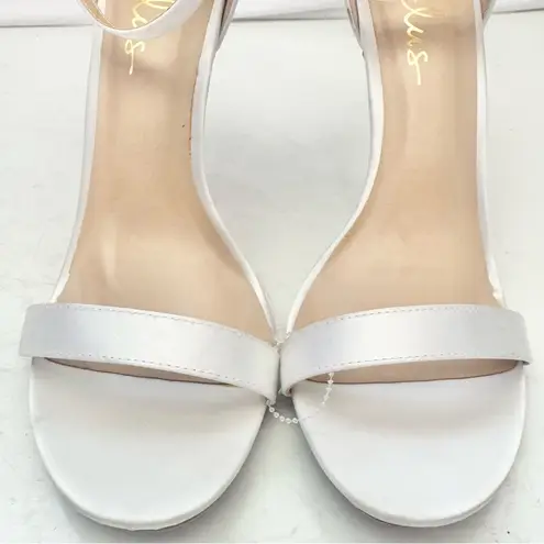 Lulu’s Ayanna White Satin Bow Ankle Strap Heels Sandals Wedding Shoes Size 10
