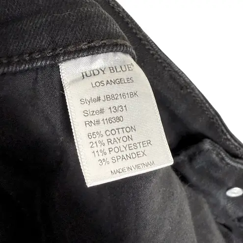 Judy Blue Distressed Boyfriend Jeans Size 13/31 Black Denim Relaxed Fit Stretchy