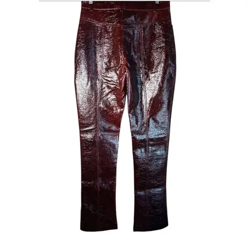 GALVAN Oldboy Laminated Wool Trouser in Oxblood 38 New Womens Vegan Pants Red Size undefined