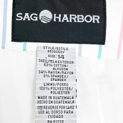 Sag Harbor Blazer Womens Size 14 Pastel Easter Rainbow Stripe Office Work Career