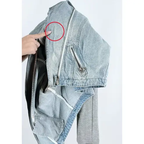 LF Millau Denim Sweatshirt Combo Asymmetrical Jean Jacket Size Medium Blue