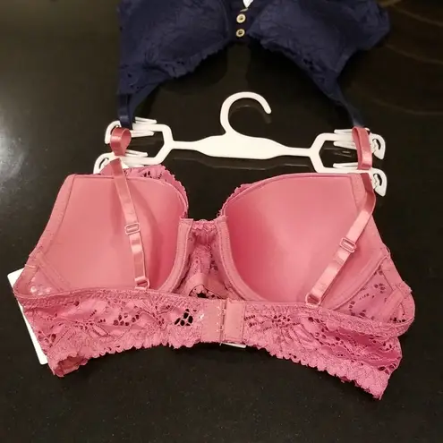 Laura Ashley ππ 2 Pack Bras ~ Pink & Blue Lace 34C NWT