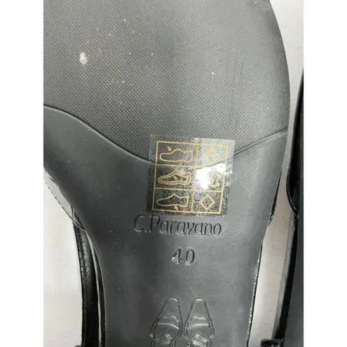 Womans NWOT C Paravano Slipon Slides Flat Black 9/9.5 Slingback Pointed Toe