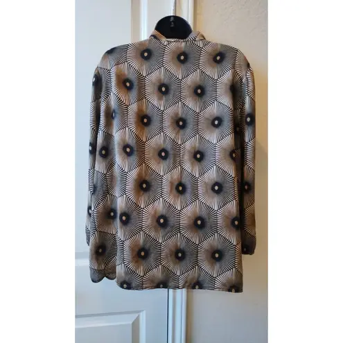 A love story Geometric print Blouse Tie bow neck women tops size 2XL