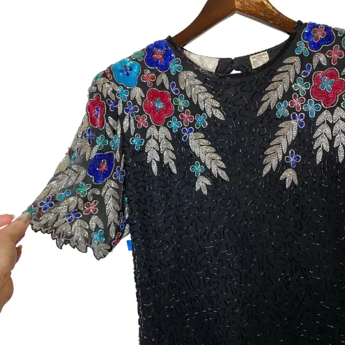 Laurence Kazar Vintage Beaded Sequin Silk Dress