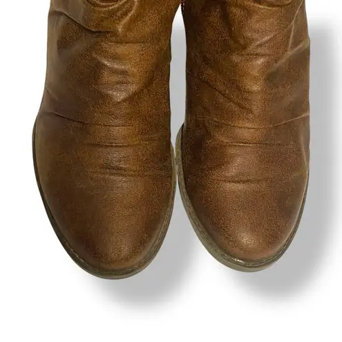 Bare Traps Faux Brown Leather Slouch Boots Size 7.5 Rikita
