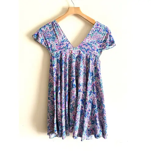 Matilda Jane Adventure Begins In The Maze Top Size Small Floral V Neck Trapeze
