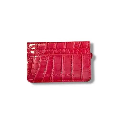 Below the Belt Red Croc Embossed Card Holder Wallet Women’s Compact Slim