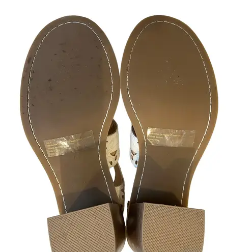 FARYL by Farylrobin White Calf Hair Leather Block Heel Lace Up Sandal Size 8