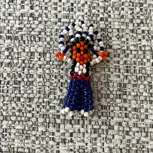 Native American Colorful Beaded Pendant Blue