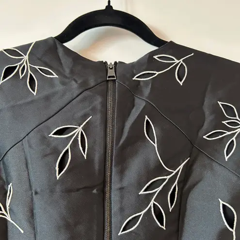 Sachin + Babi Fit & Flare Black Leaflet Couture Dress Size 0 NWT