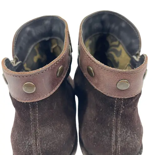 Fly London Duke Ankle Boot Suede Brown Women's Size 39 US 8-8.5 Art to Wear