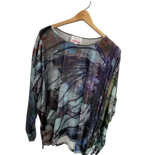 Johnny Was  Biya Multicolor Velvet Burnout Long Sleeve  Tunic‎ Medium