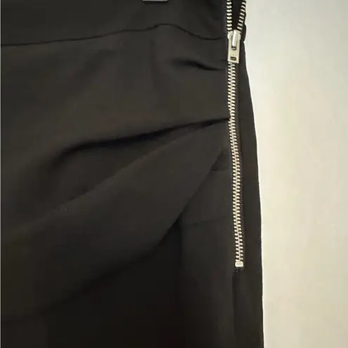 IRO Paris Brooke Draped Black Zip Ruched Side Skirt Size FR 38/US 6 Asymmetrical