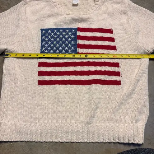 SML Sport Womens XL Vintage 90s American Flag Cream Colored Made in USA Sweater