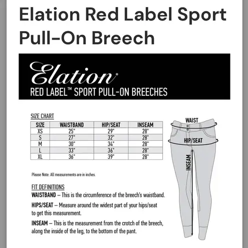 Elation Red Label Sport Breeches Equestrian Teal Blue Size XS