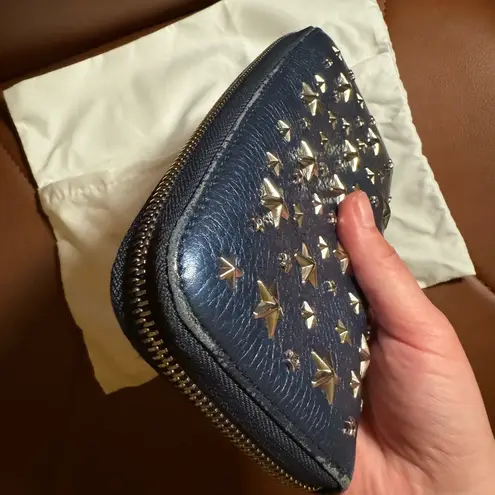 Jimmy Choo Starry Zip Around Long Wallet in Metallic Blue
