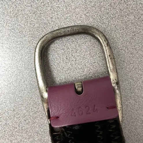 Orciani Belt Womens Medium Purple Brown Pony Animal Hair Leather Silver 1.75in