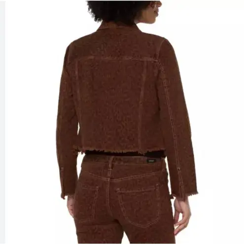 Liverpool NWT Women's Printed Cropped Jacket with Fray Hem