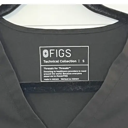 FIGS  Black V Neck Scrub Top Technical Collection Womens Size Small