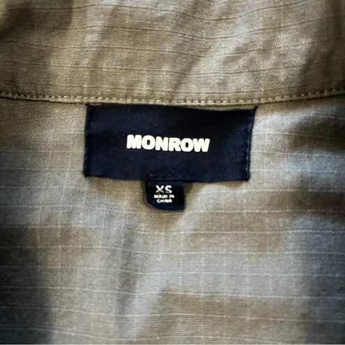 Monrow Vintage Cotton Shirt Jacket in Military Green Size XS