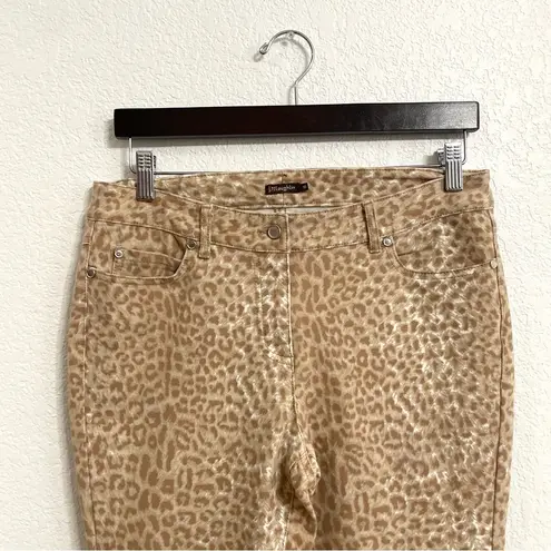 J. McLaughlin  Womens Jeans Cream Tan Lexi Leopard Tapered Leg Size 10