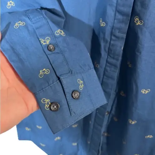 Alternative  bike print LONG SLEEVE BUTTON FRONT shirt MINI dress SMALL