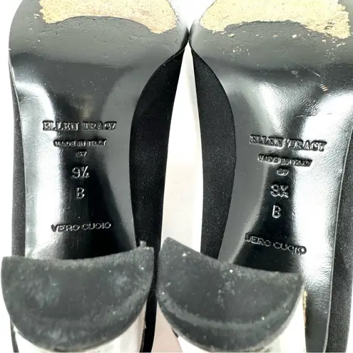 Ellen Tracy black fabric heels, made in Italy, size 9.5