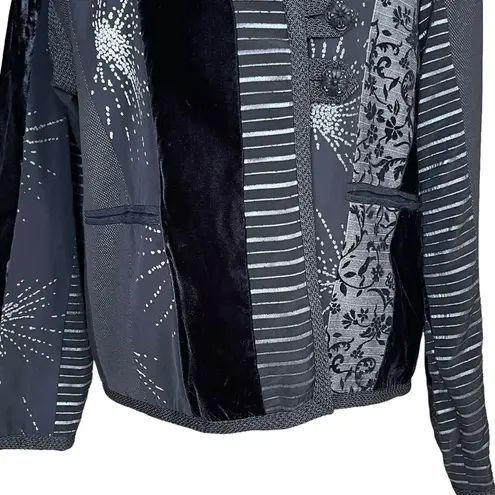 Vintage Max & Mabel Mix Fabric Artsy Black Jacket Size 1 Velvet Stripe Artsy Size L