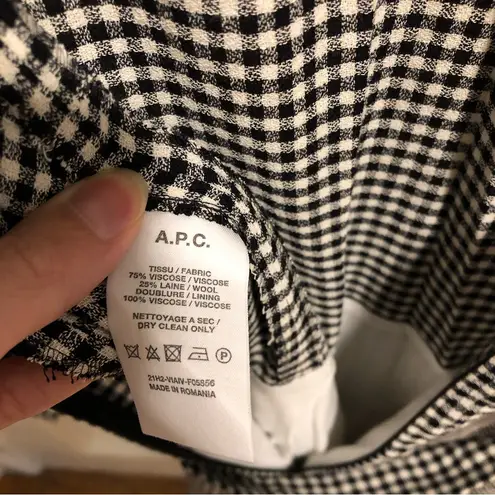 NWOT APC Brandy dress in black and white plaid Size 4