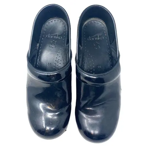 Dansko Black Patent Professional Nursing Clogs Shoes ~ Women's Size 38