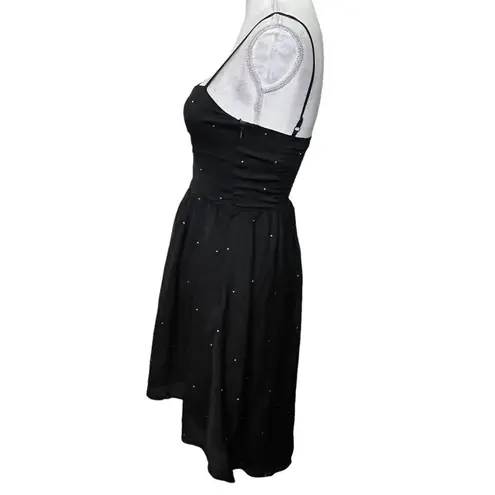 Talula Womens Black Fit & Flare Sleeveless Short Dress Polka Dots Smocked Size 0