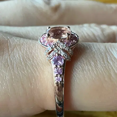 Natural Morganite Pink Sapphire Sterling Silver Ring Size 10