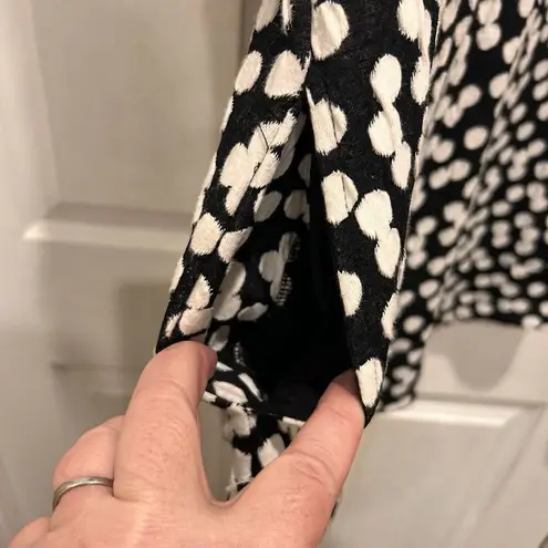 Deletta Anthropologie Black White Polka Dots Tunic Dress Pockets Back Zip Small