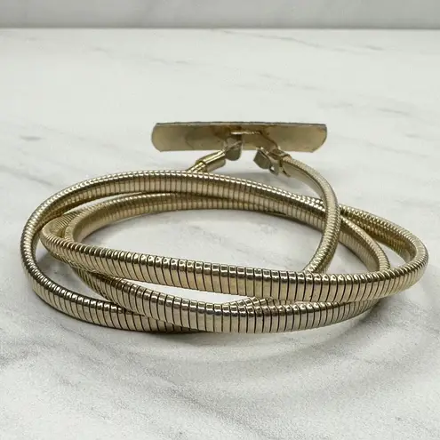 The Bar Vintage Buckle Gold Tone Coil Stretch Cinch Belt Size XS Small S Womens