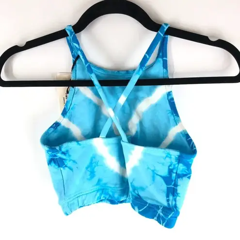 Electric & Rose Grayson Crop Top Sports Bra Crossover Straps Tie Dye Blue XS