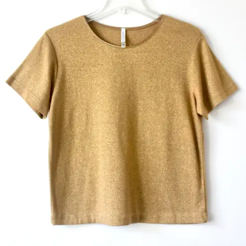 White Stag Sparkly Metallic Gold Short-Sleeve T-Shirt Blouse 12/14