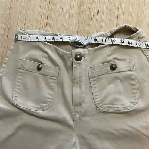 Ophelia Roe Women’s Pants Wide Leg Button Detail Size 16 Beige