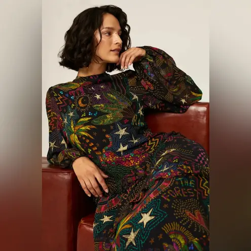 Farm Rio Amazonia Puff-Sleeve Printed Maxi Dress worn by Kelly Clarkson M