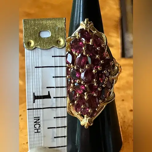 Natural Rhodolite Garnet Sterling Silver Cocktail Ring Size 6.75