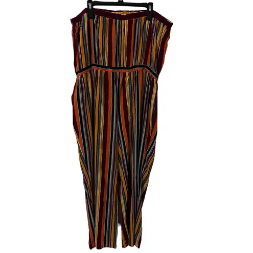 Toxik 3 Women's Size 3X Stripe Wide Leg Romper Jumpsuit Jumper Pants Pockets Orange