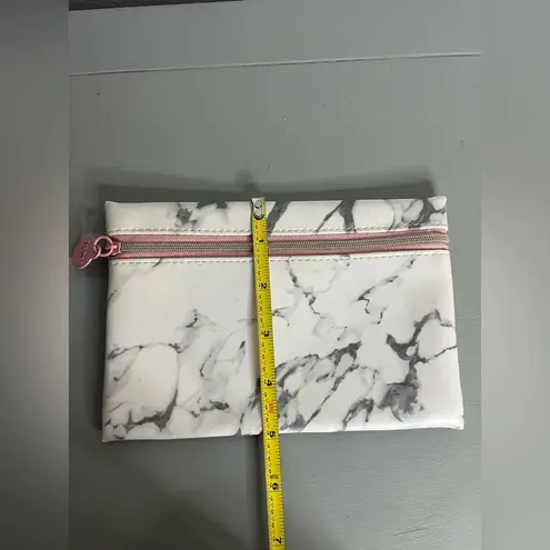 Ipsy Pink Zipper White Grey Marble All Over Print Beauty Cosmetic Makeup Bag 5x7