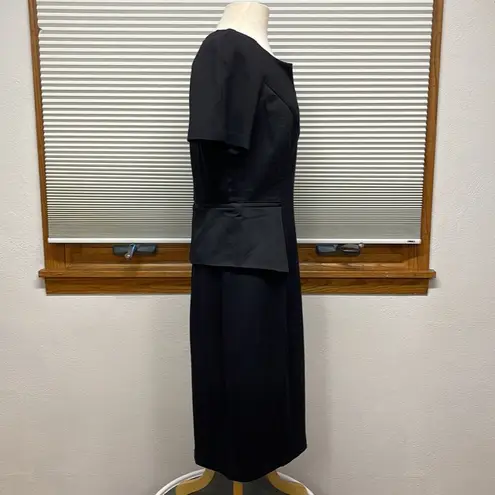 NYDJ Black Bridget Peplum Short Sleeve Ponte Dress