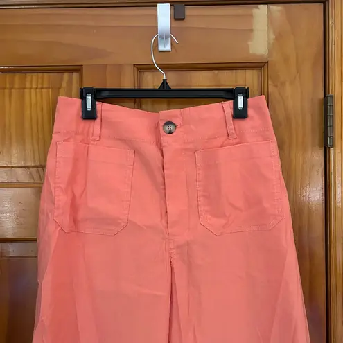 Maeve By Anthropologie The Colette Coral Wide Leg Linen Pants Sz 31